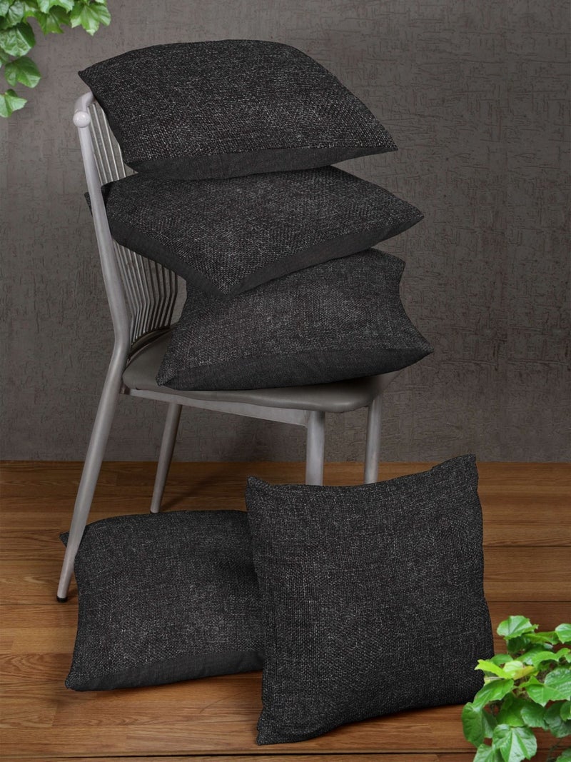 Black Jute Cushion Cover Set of 5
